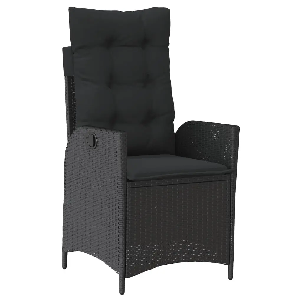 7 Piece Black Poly Rattan Garden Dining Set