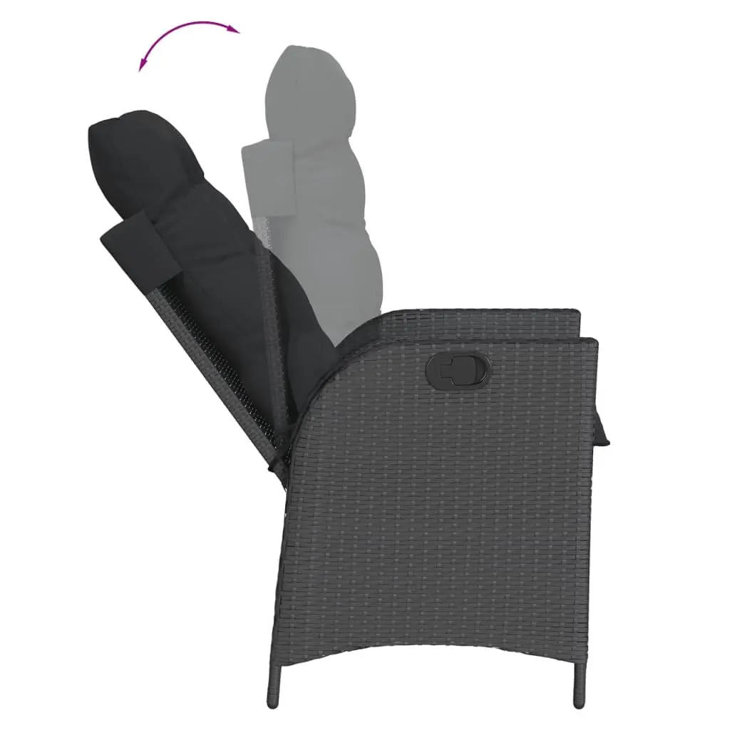 7 Piece Black Poly Rattan Garden Dining Set