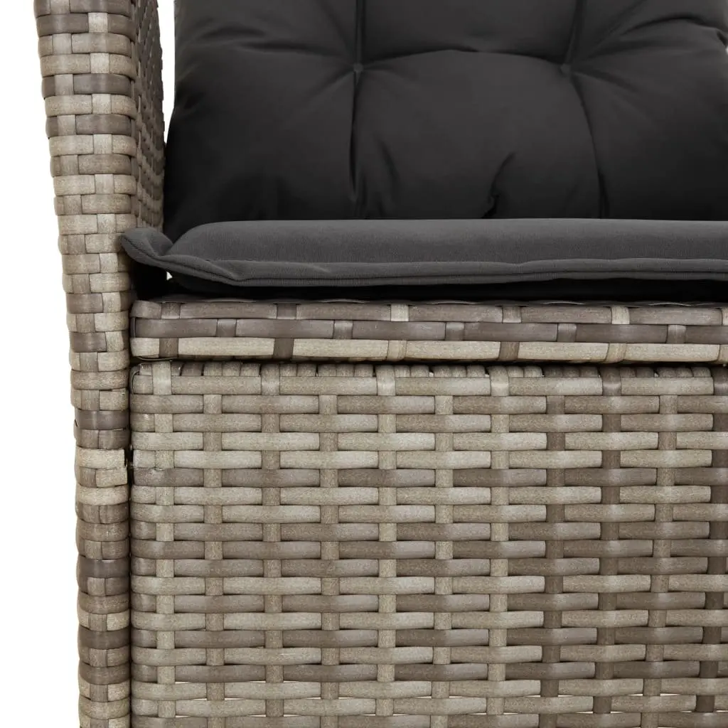 7 Piece Outdoor Garden Dining Set Grey PE Rattan Patio Furniture with Cushions