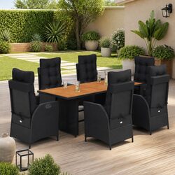 Durable 7 Piece Garden Dining Set with Padded Cushions