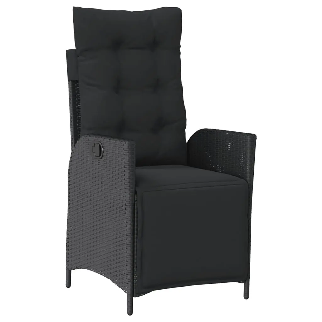 Black Poly Rattan 9-Piece Garden Dining Set with Cushions