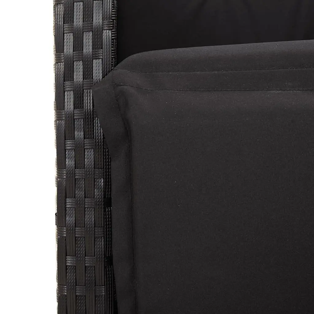 5 Piece Black Poly Rattan Outdoor Dining Set with Cushions
