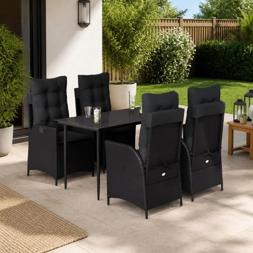 5 Piece Outdoor Dining Set with Adjustable Backrests