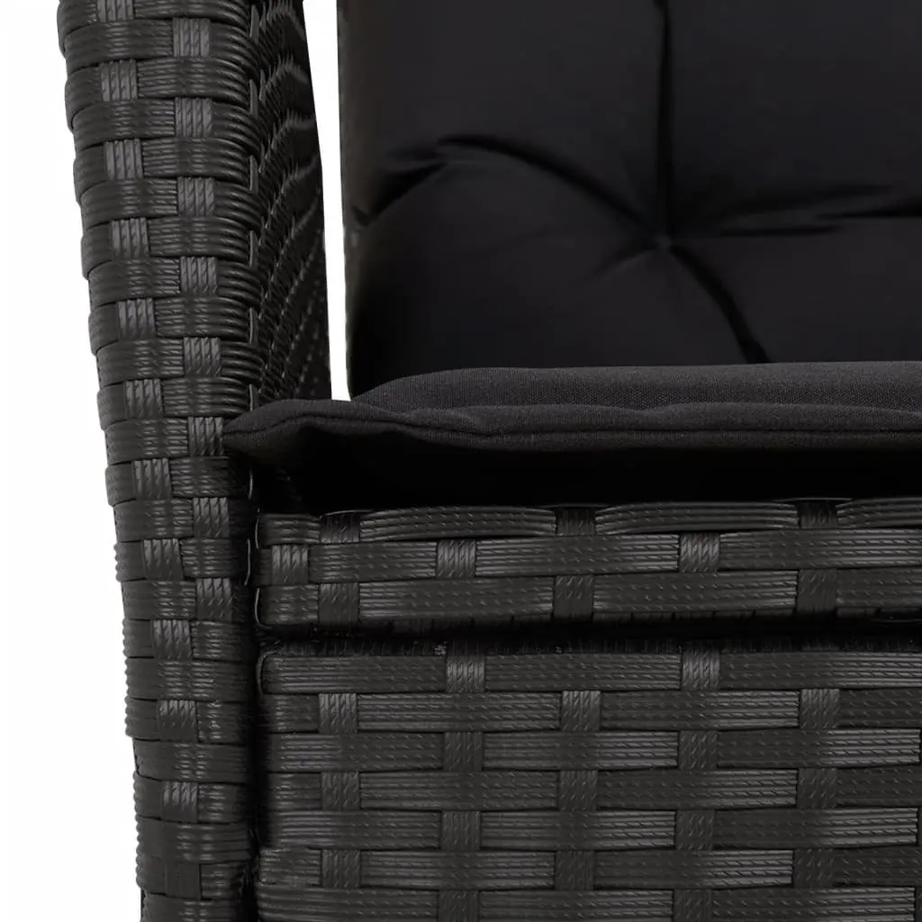 7 Piece Garden Dining Set PE Rattan Black Outdoor Furniture Patio Table Chairs