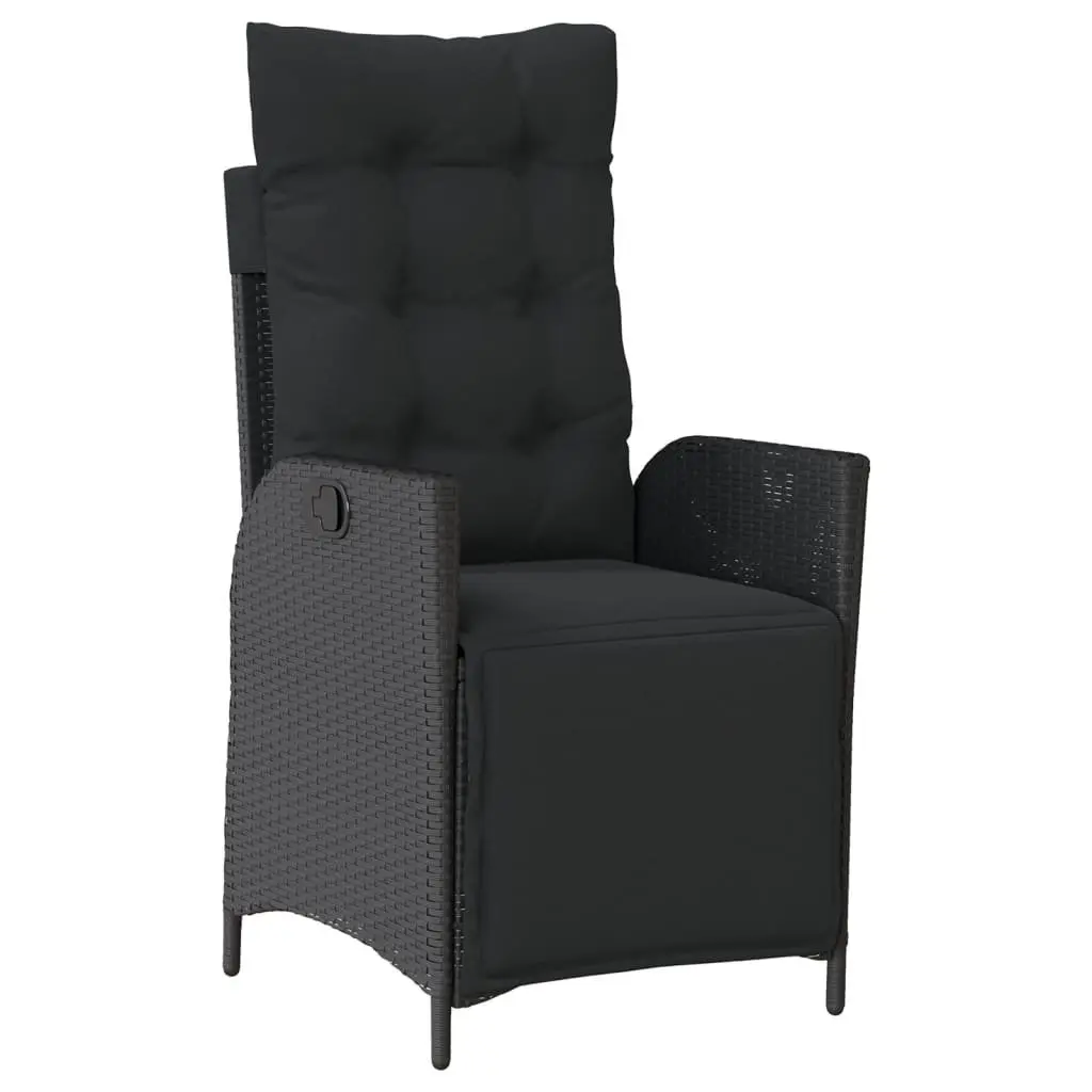Outdoor Dining Set PE Rattan 7 Piece Black with Cushions