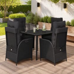 5-Piece Garden Dining Set with Comfortable Rattan Chairs