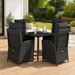 Durable 5 Piece Black Outdoor Dining Set with Cushions