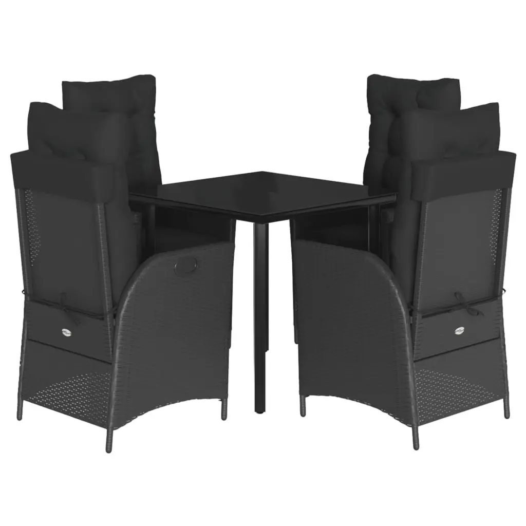 5 Piece Garden Dining Set Poly Rattan Black Outdoor Furniture