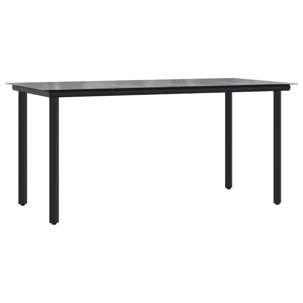 7 Piece Outdoor Dining Set PE Rattan Black Table Chair Patio Furniture