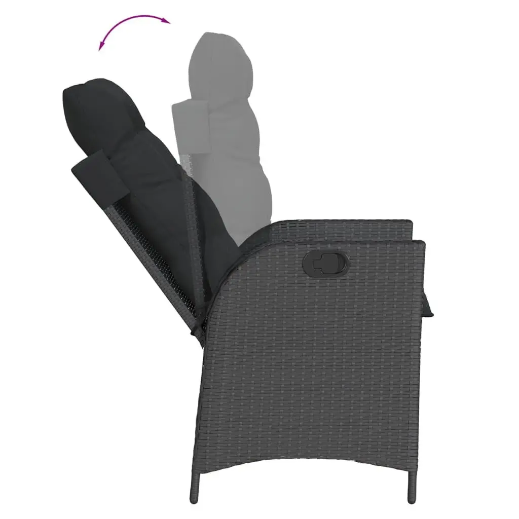 7 Piece Outdoor Dining Set PE Rattan Black Table Chair Patio Furniture