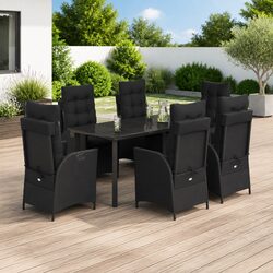 Durable 7 Piece Black Poly Outdoor Dining Set
