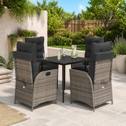 Durable 5 Piece Grey Garden Dining Set with Cushions