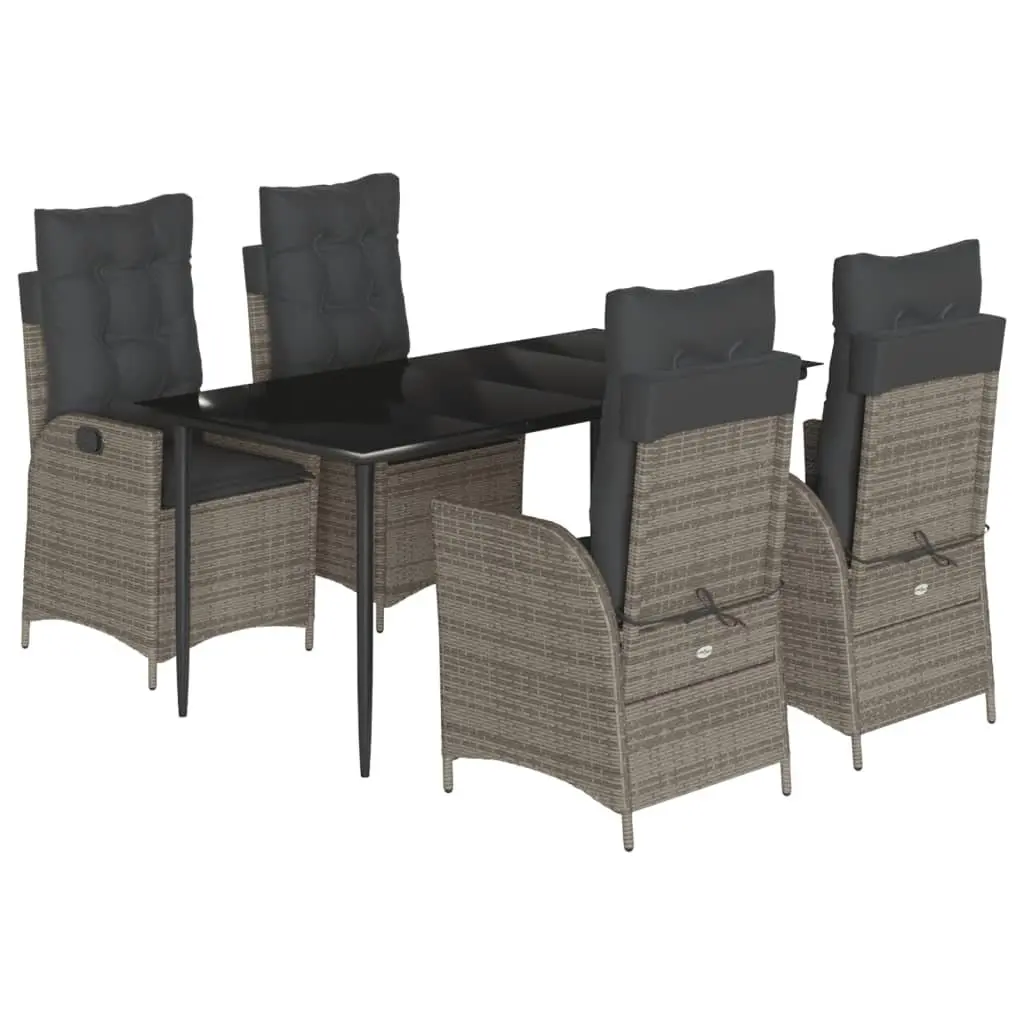 Grey Poly Rattan 5-Piece Garden Dining Set
