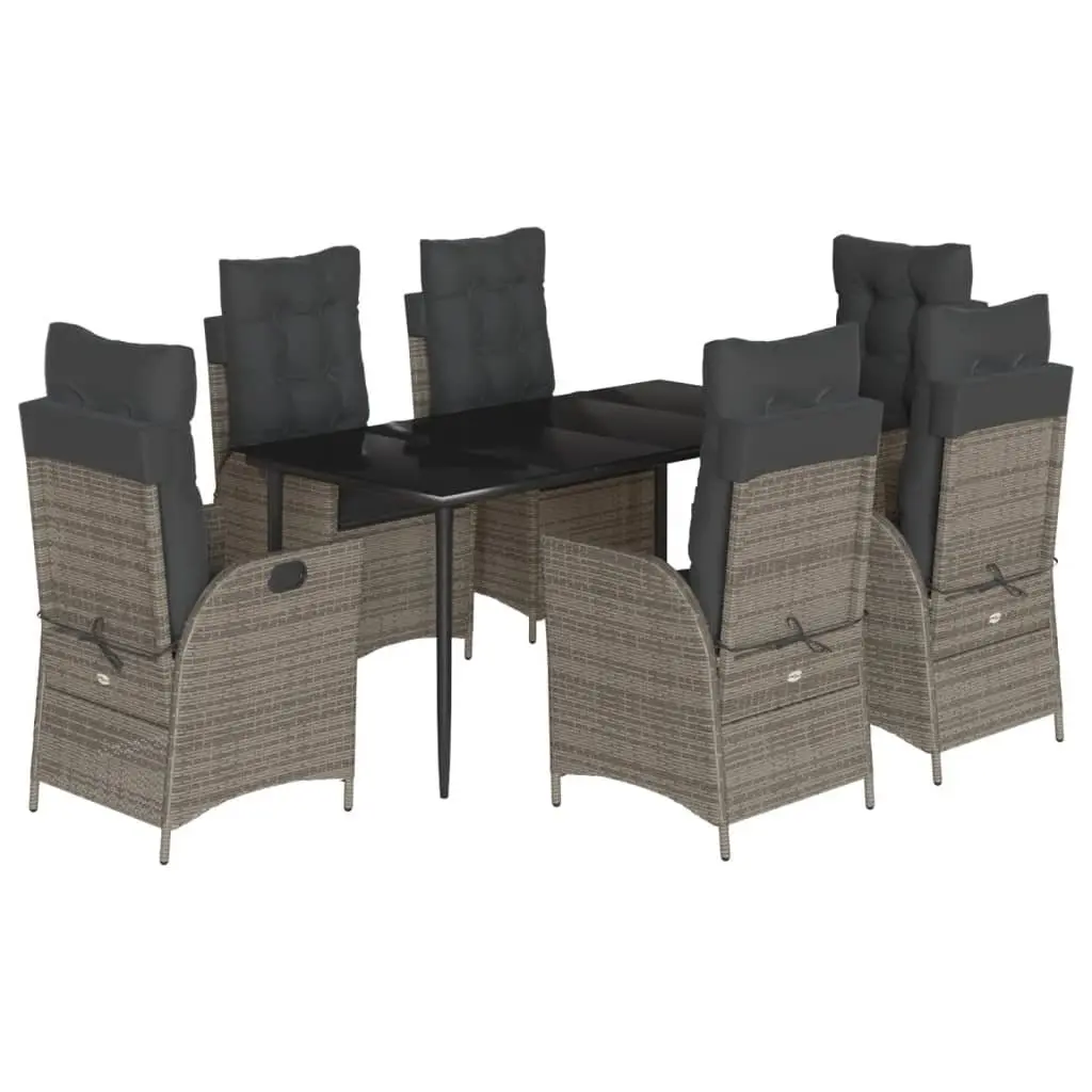 7 Piece Grey Poly Rattan Garden Dining Set
