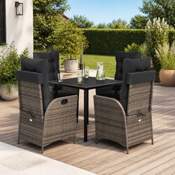 Sturdy 5 Piece Grey Poly Rattan Garden Dining Set