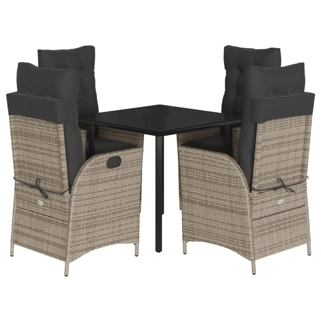 5 Piece Grey Poly Rattan Garden Dining Set