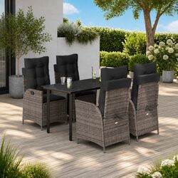 Sturdy 5-Piece Garden Dining Set with Grey Poly Rattan