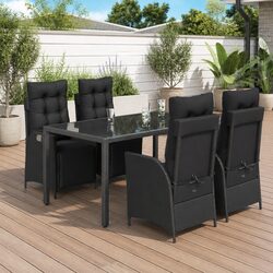 Durable 5-Piece Black Outdoor Garden Dining Set