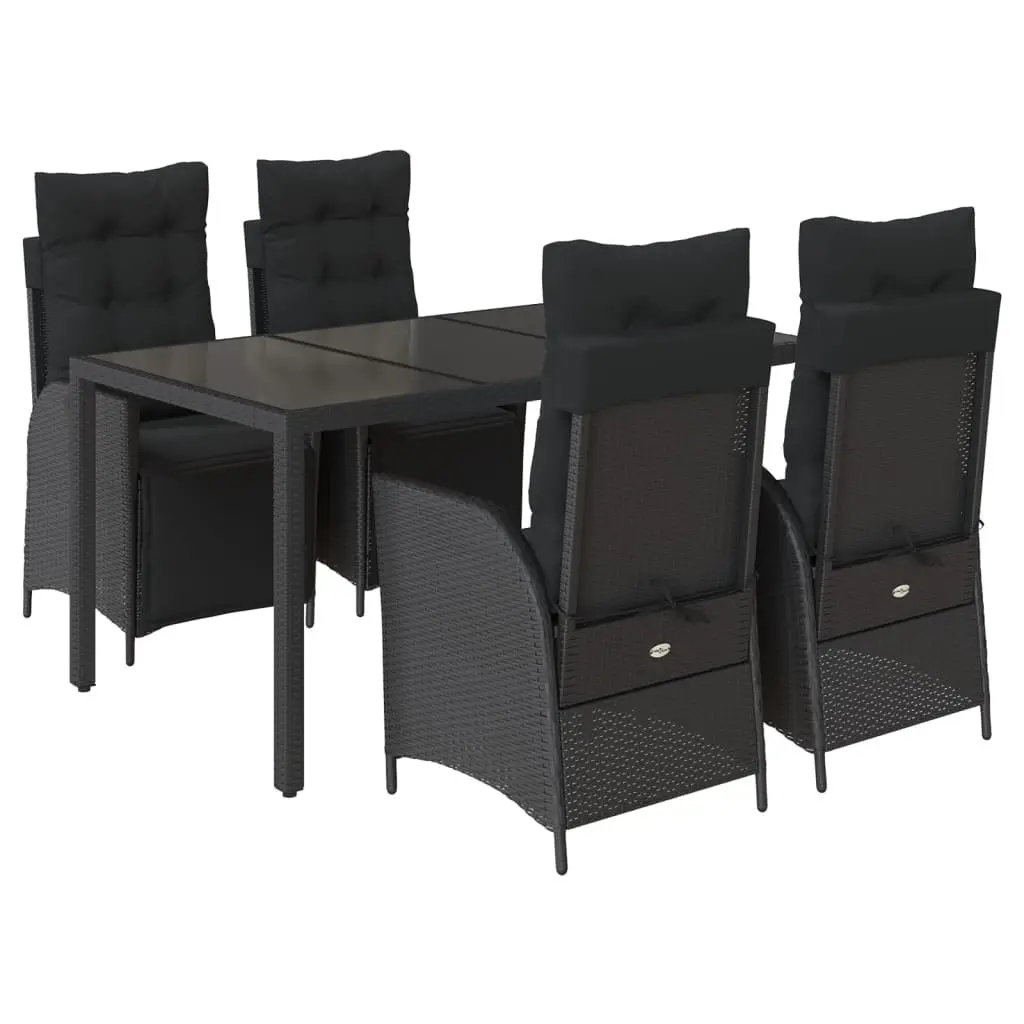 5-Piece Black Outdoor Garden Dining Set
