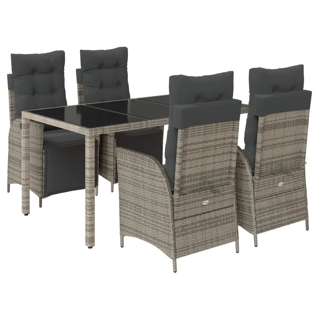 5 Piece Outdoor Rattan Dining Set with Cushions