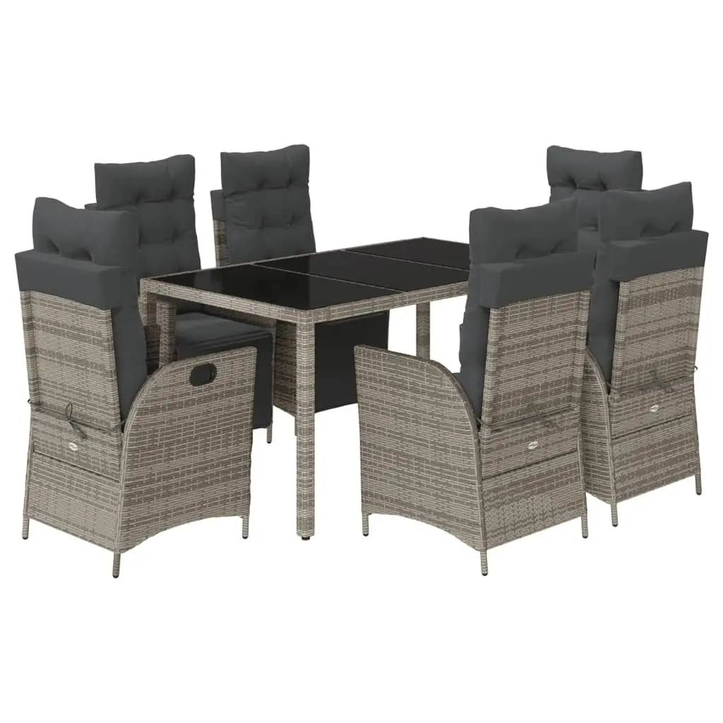 7 Piece Grey Poly Rattan Garden Dining Set
