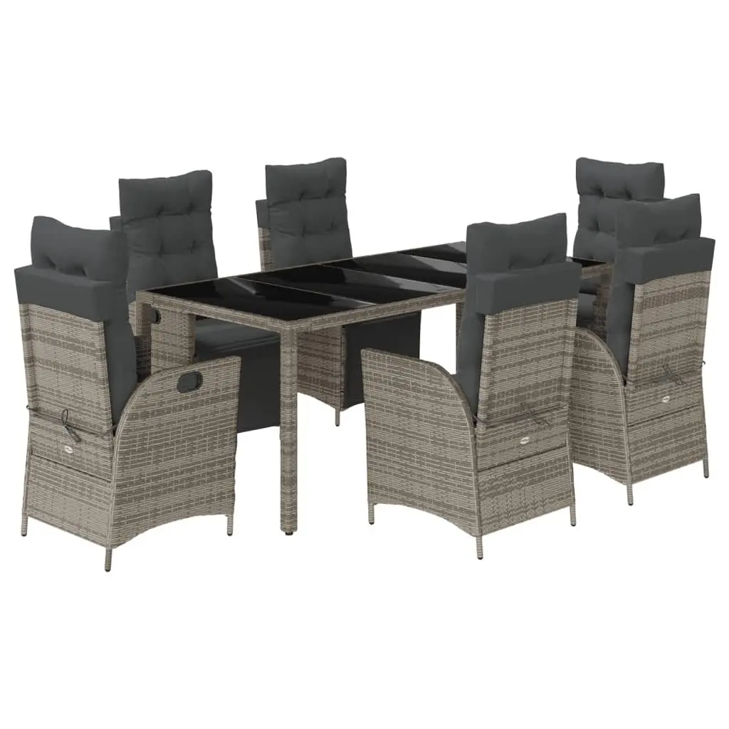 7 Piece Grey Poly Rattan Garden Dining Set