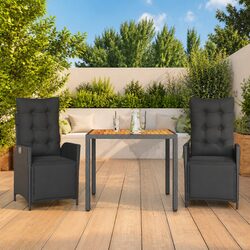 Sturdy Black Garden Dining Set with Cushions
