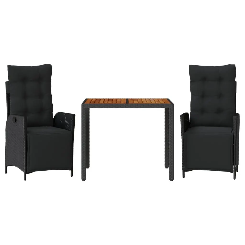 Black Garden Dining Set with Cushions