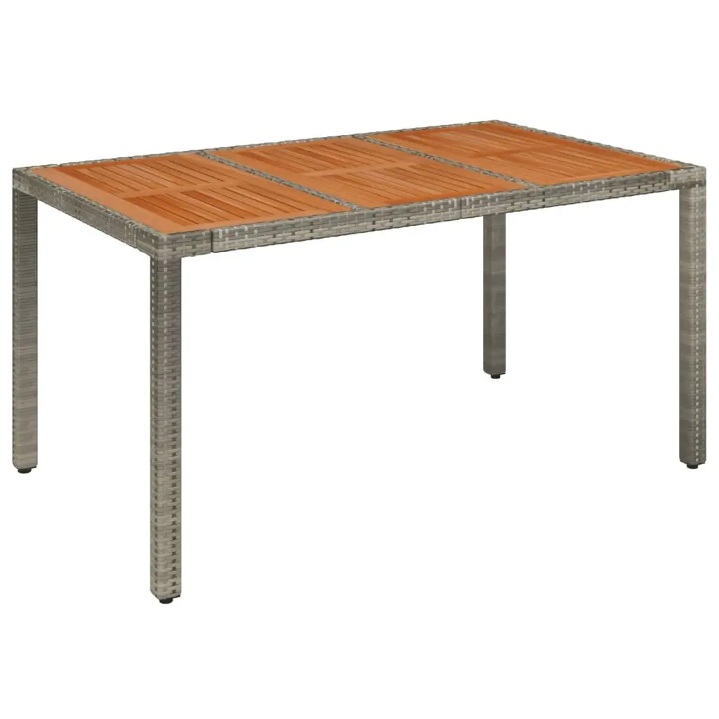 5 Piece Garden Dining Set PE Rattan Acacia Wood Grey Outdoor Furniture