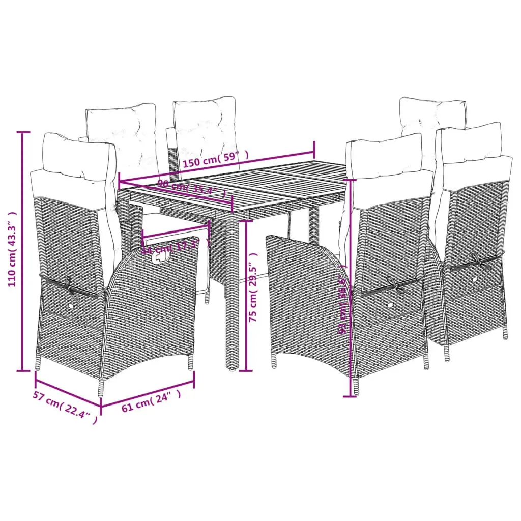 7-Piece Garden Dining Set with Cushions