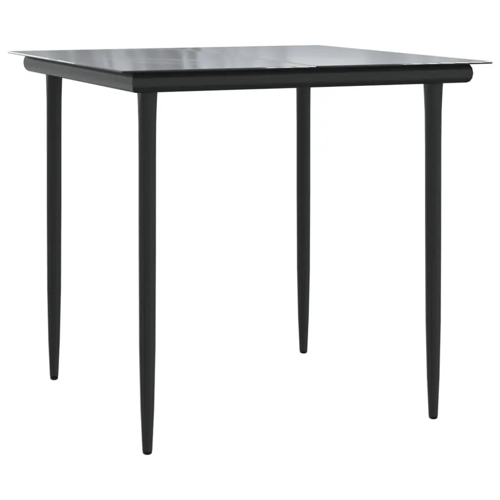 3-Piece Black Poly Rattan Garden Dining Set