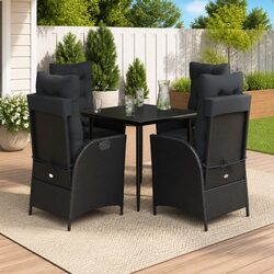 Durable 5-Piece Outdoor Dining Set with Glass Tabletop