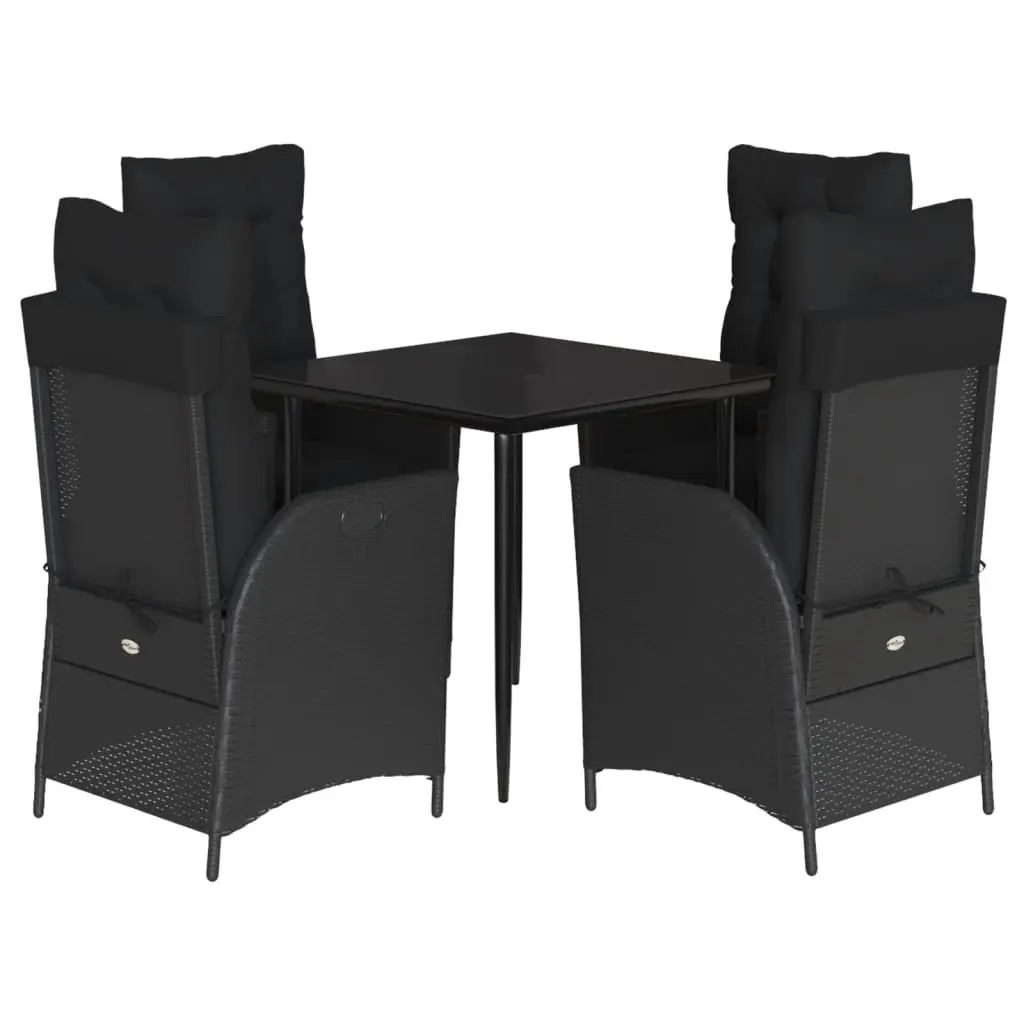 5-Piece Outdoor Dining Set with Glass Tabletop