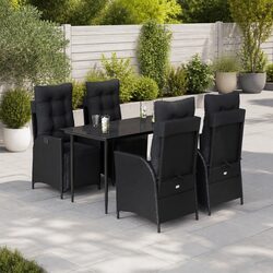 Stylish 5-Piece Black Poly Rattan Dining Set for Outdoors