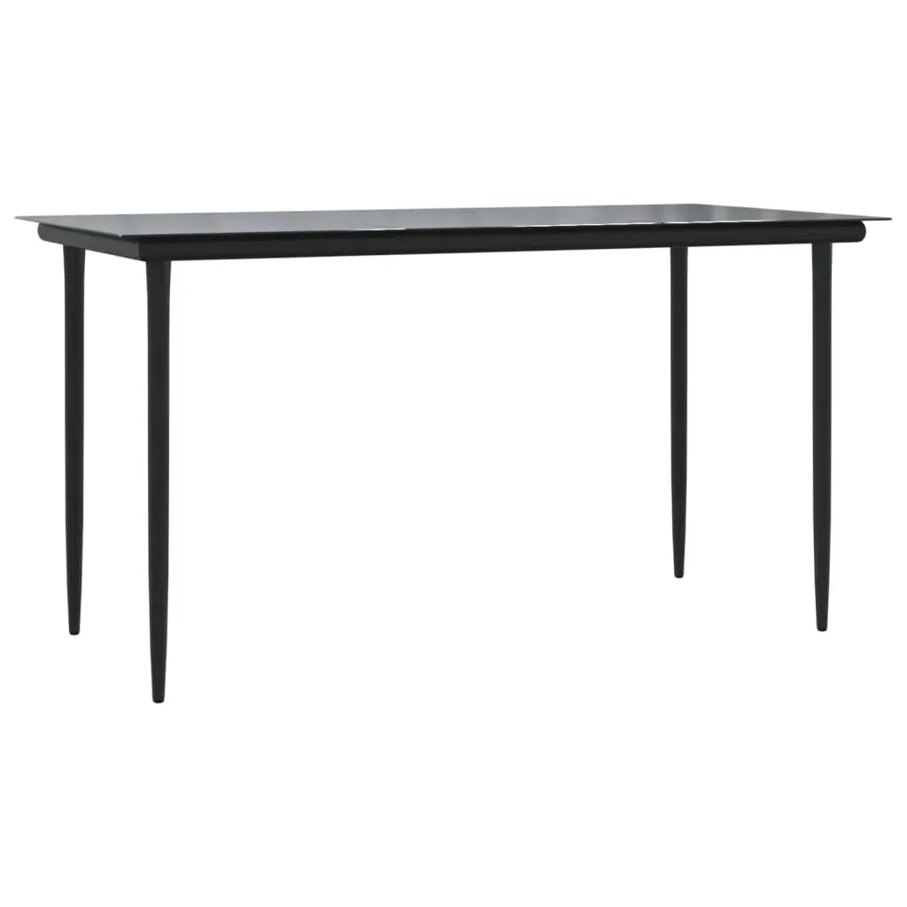Garden Dining Set PE Rattan 5 Piece Black Tempered Glass Table Patio Furniture