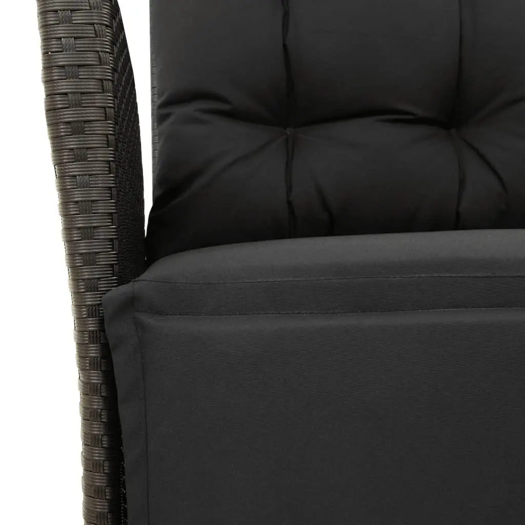 Garden Dining Set PE Rattan 5 Piece Black Tempered Glass Table Patio Furniture