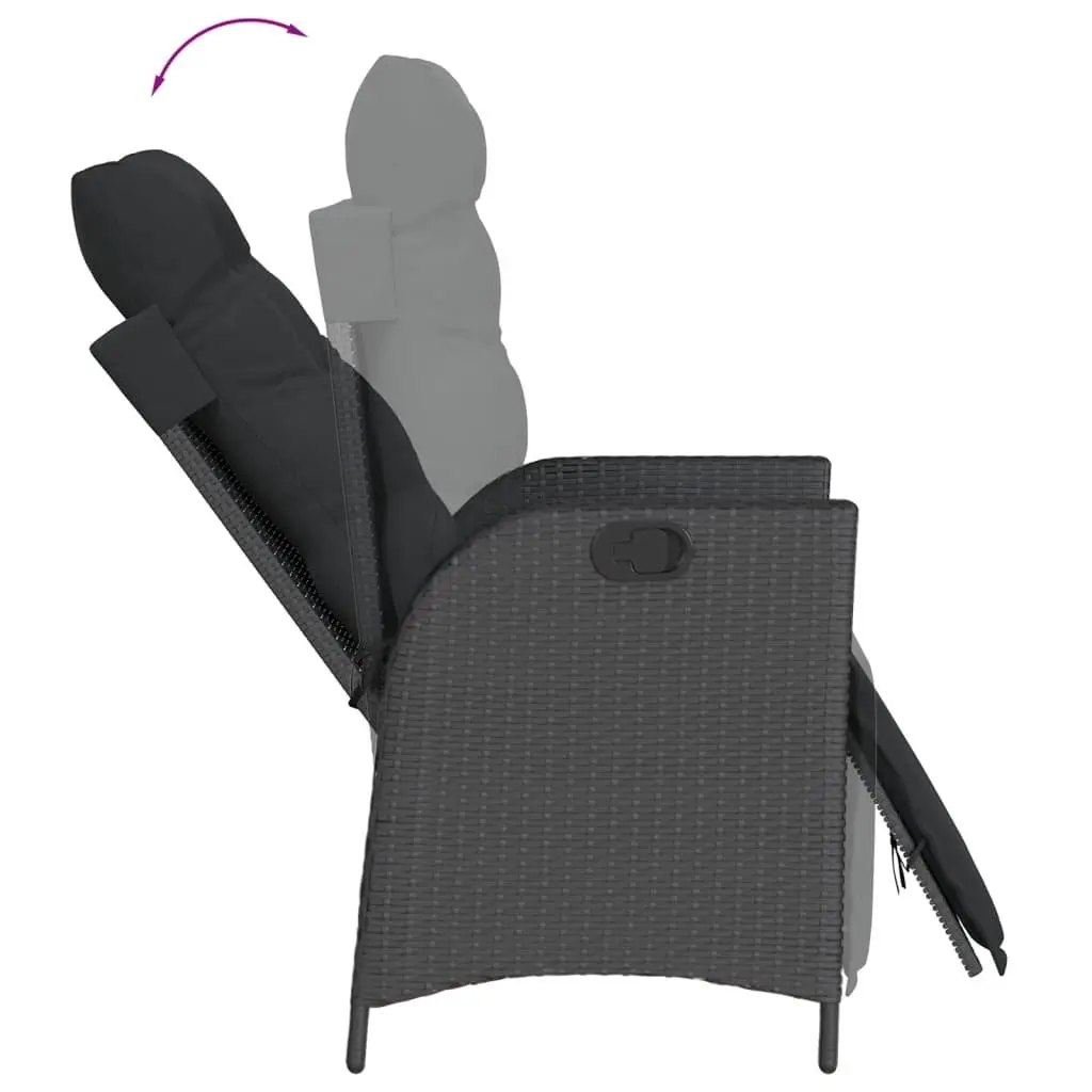 Outdoor Dining Set PE Rattan 5 Piece Black with Cushions
