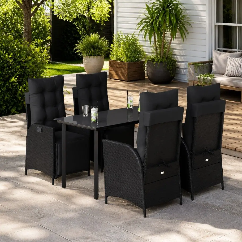5 Piece Garden Dining Set with Cushions