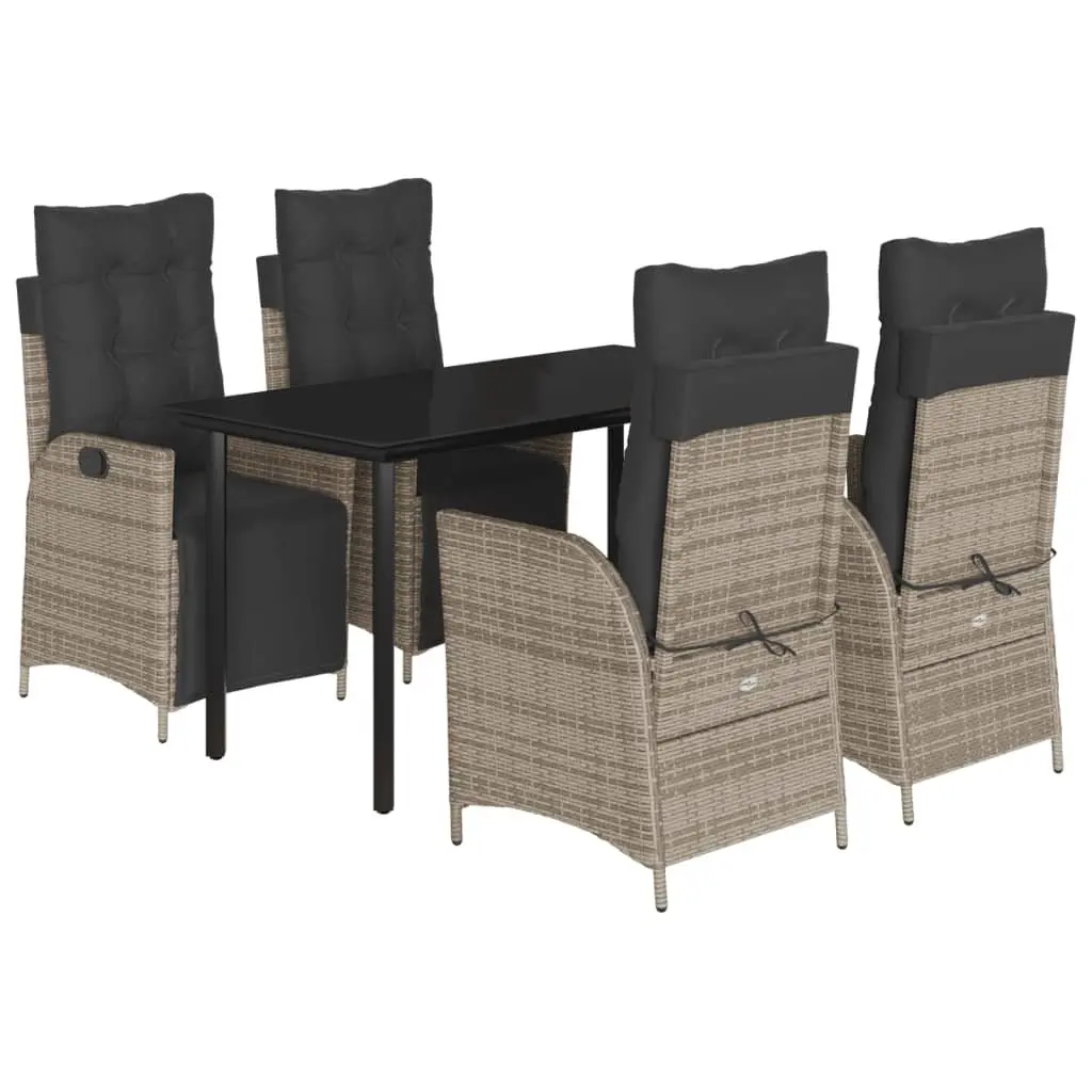 5-Piece Outdoor Dining Set in Grey Rattan