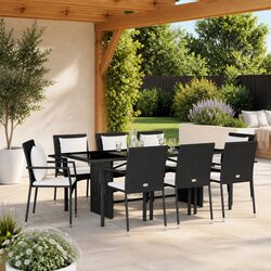 Sturdy 9 Piece Outdoor Dining Set with Cushions