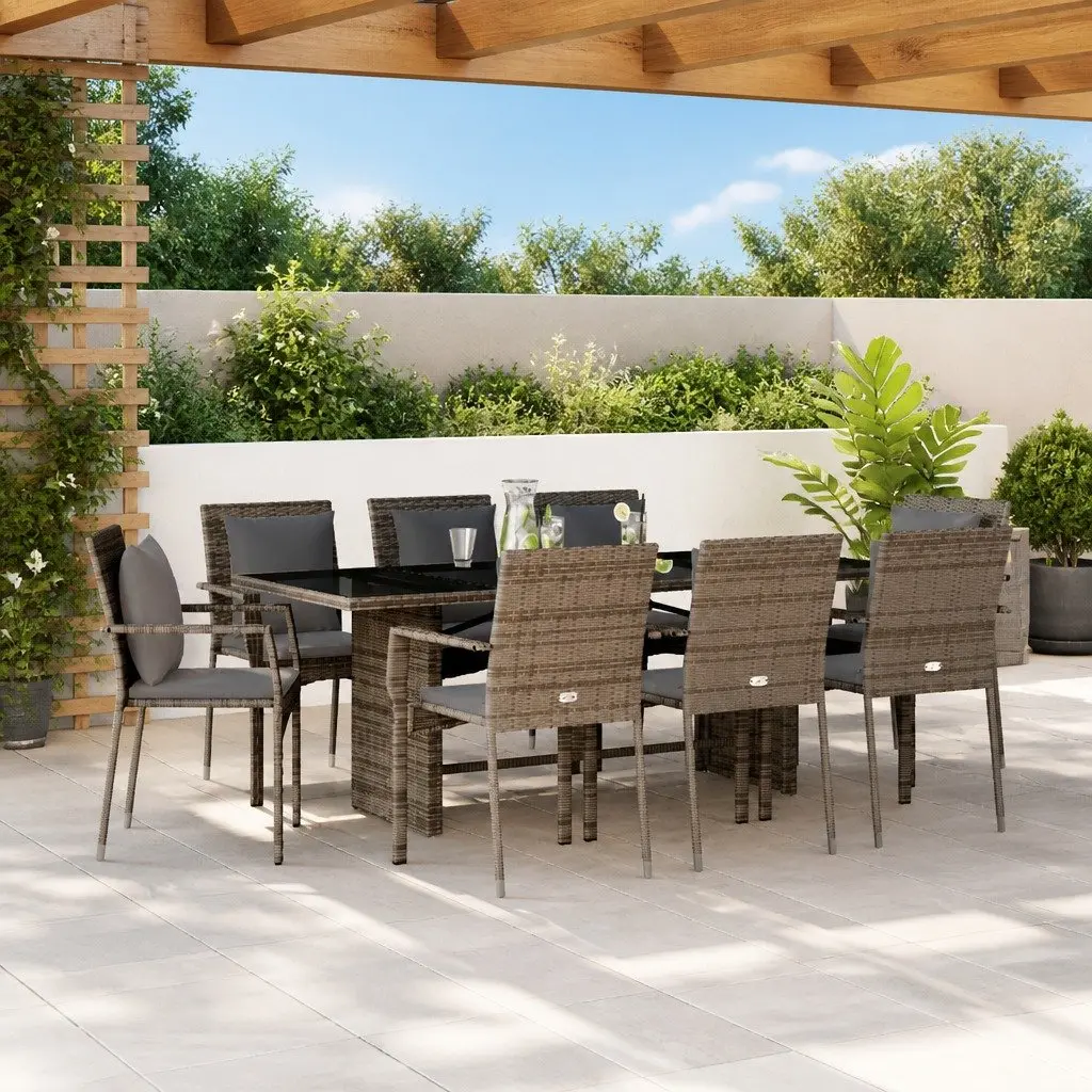 9-Piece Outdoor Garden Dining Set with Cushions