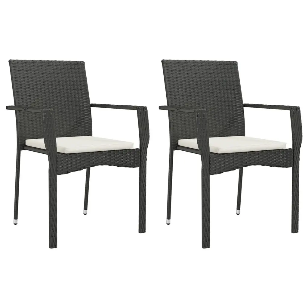 Outdoor Dining Set PE Poly Rattan 7 Piece Black Table Chairs with Cushions