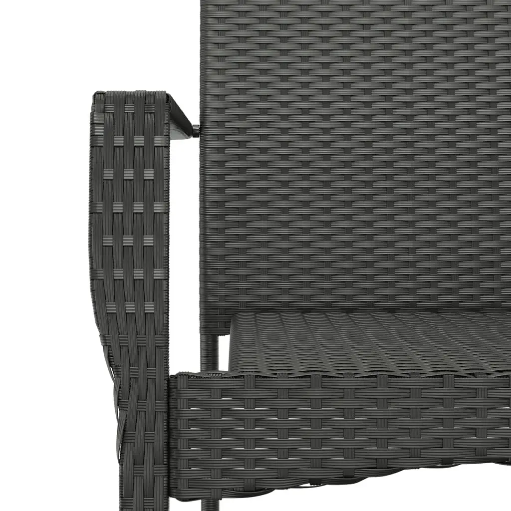 Outdoor Dining Set PE Rattan Acacia Wood Black 9 Piece