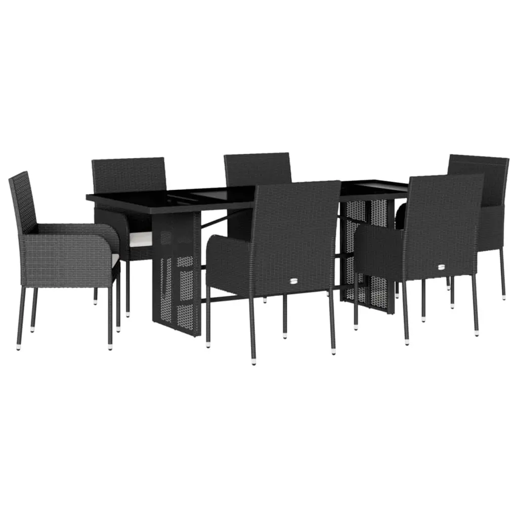 Black Poly Rattan 7 Piece Outdoor Dining Set