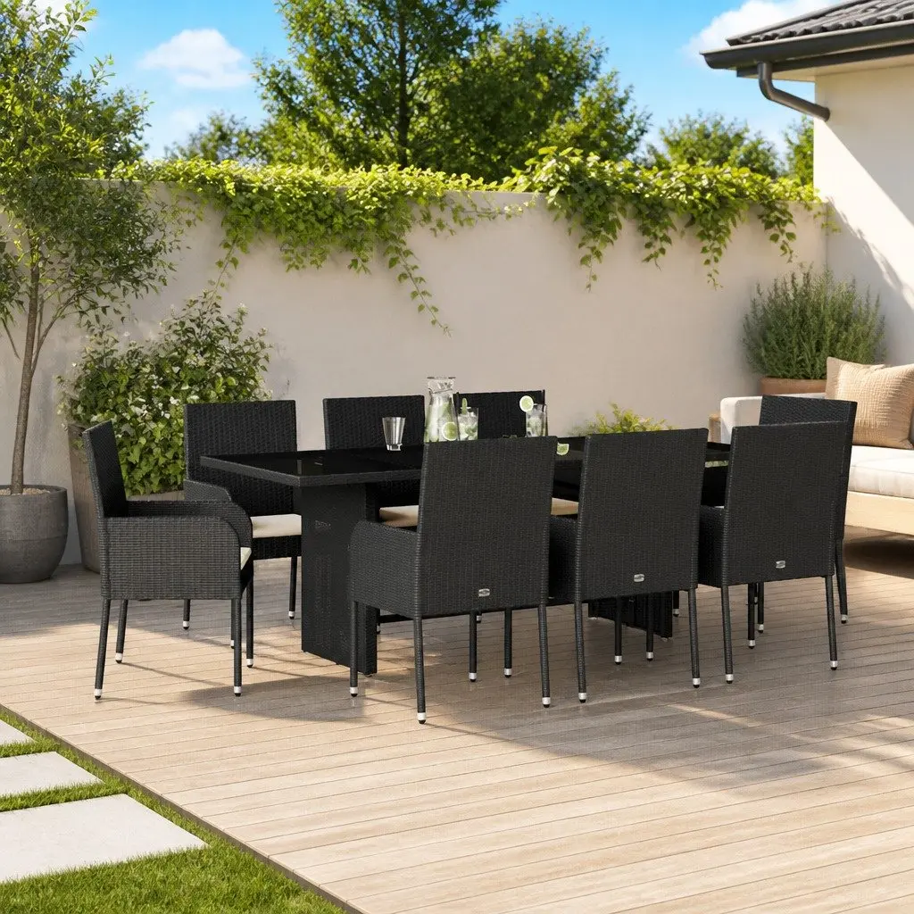 9 Piece Outdoor Dining Set with Cushions