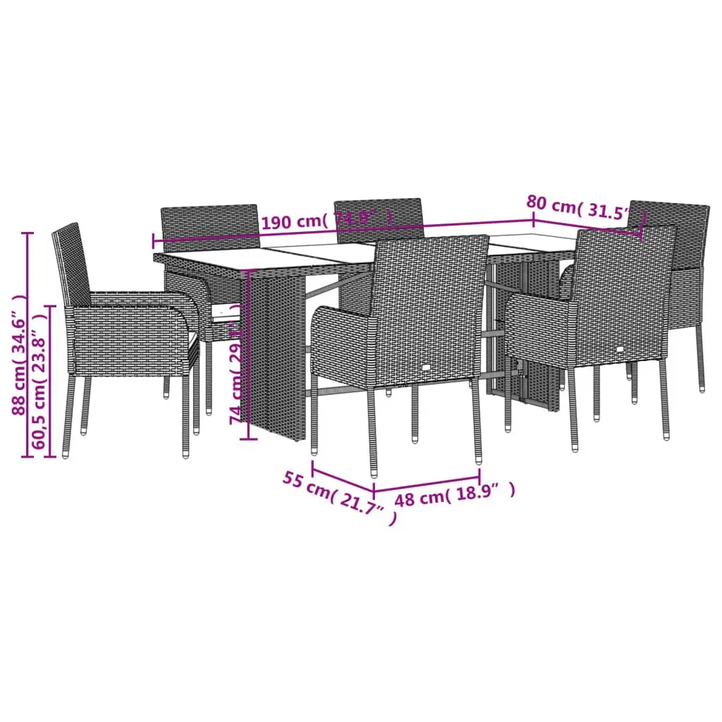 7 Piece Outdoor Dining Set with Cushions