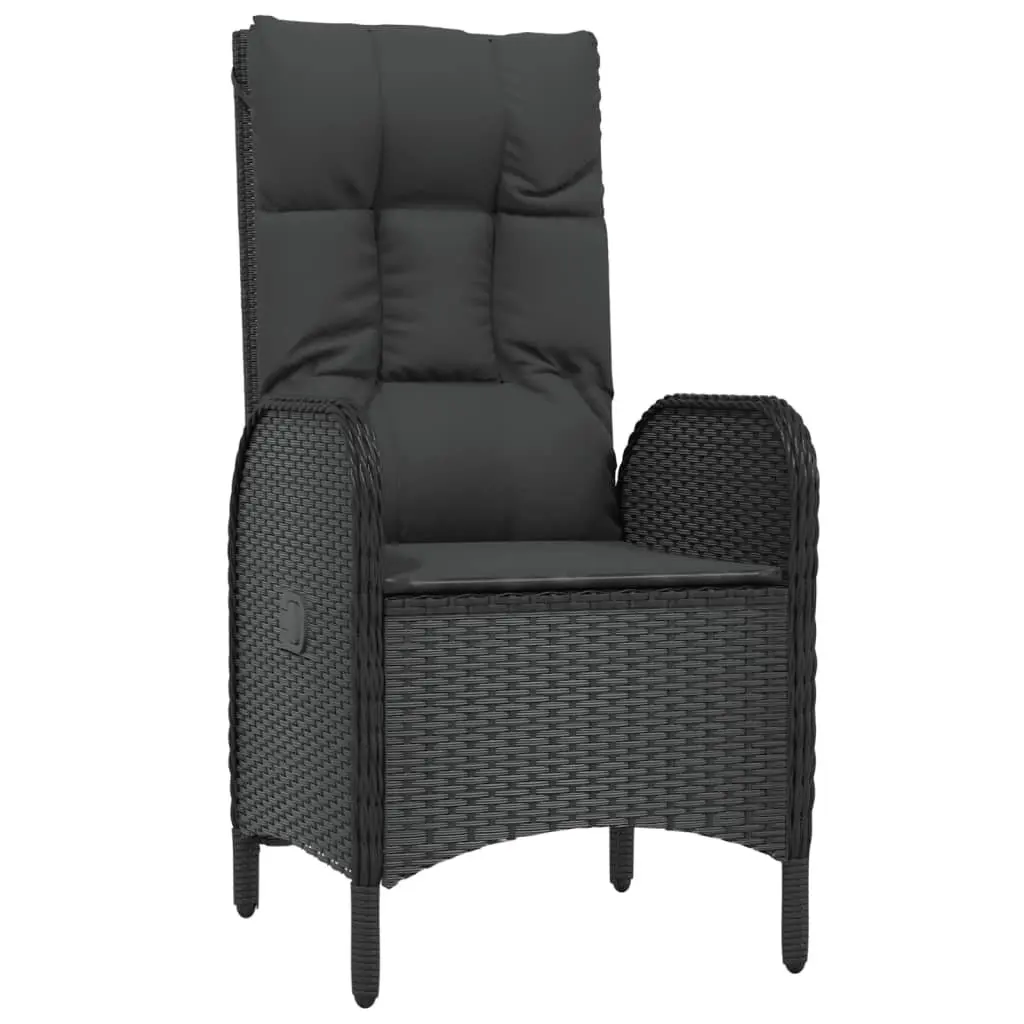 7 Piece Outdoor Garden Dining Set PE Poly Rattan Black with Cushions