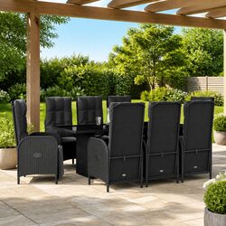 Premium 9-Piece Outdoor Garden Dining Set in Black Rattan