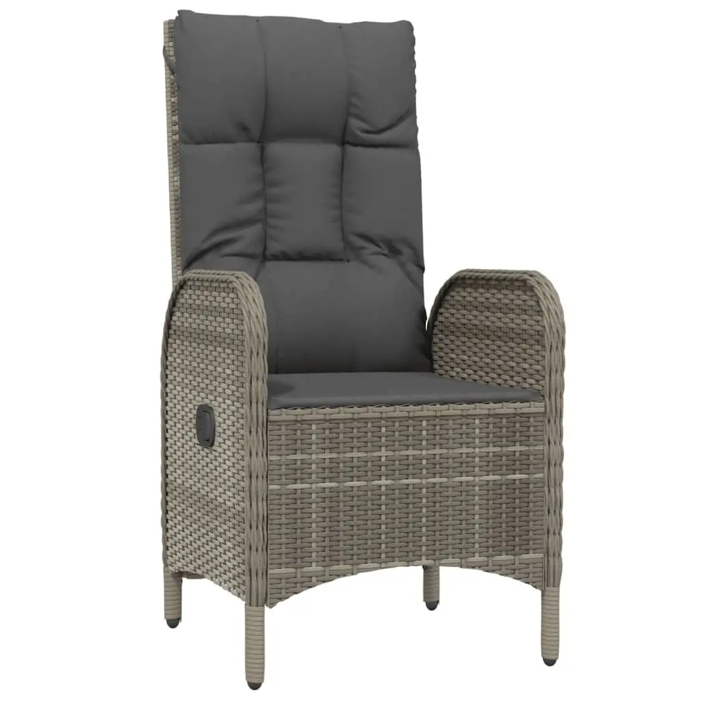 Garden Dining Set Poly Rattan 7 Piece Outdoor Furniture Grey with Cushions