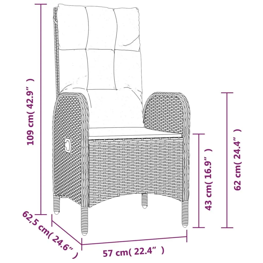 Garden Dining Set PE Rattan 9 Piece Outdoor Furniture Grey